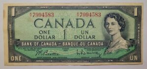 Cedula 1 Dollar Canadense Canada Rainha Elizabeth ii 1954 Colecionavel Vintage
